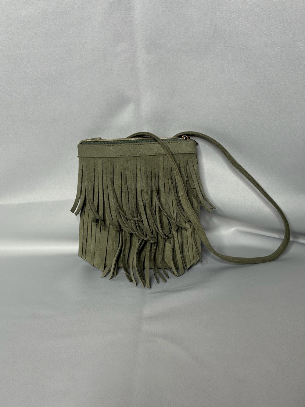 Fringe Crossbody Bag in Olive Green